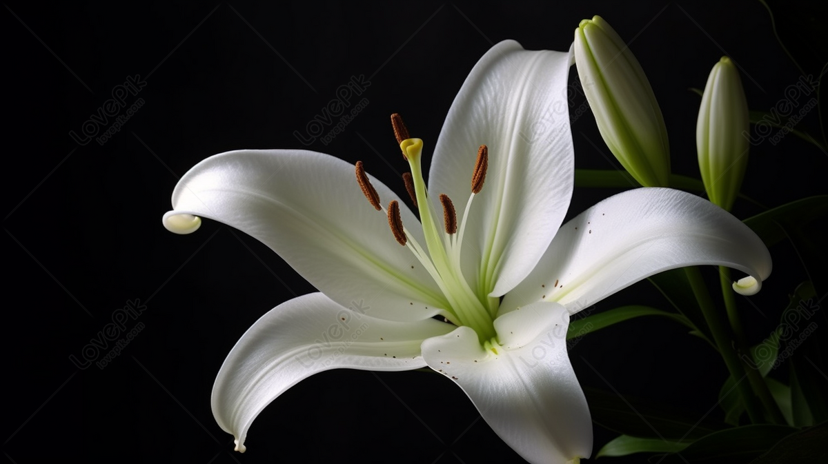 Elegancia Contrastante Lirio Blanco Sobre Fondo Negro Para Imágenes