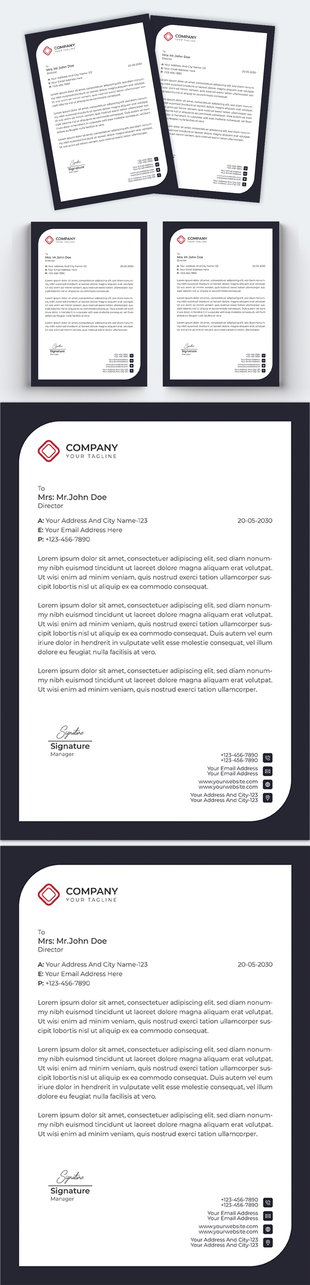 Professional Typical Corporate Business Letterhead Template Image