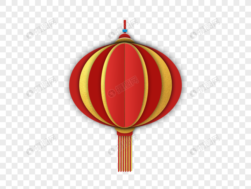 Red Gold Three Dimensional Paper Cut Lantern Element Png Hd Transparent