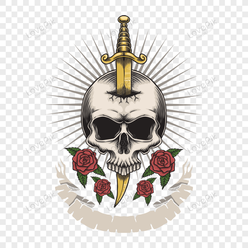 Skull Dagger Rose Vector Horror Fashion Light Png Transparent Image