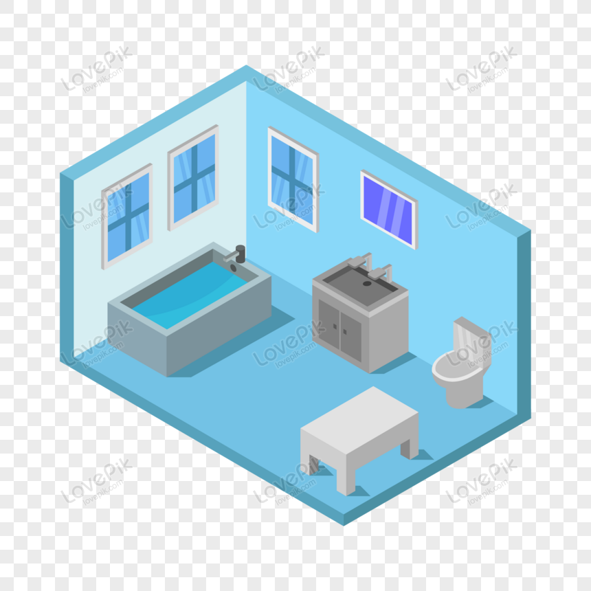 Isometric Bathroom In Vector Interior Object Indoor Png Free