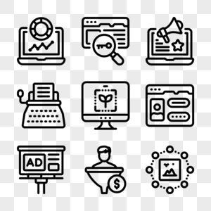 Digital Marketing And Strategy Solid Icons Vector Icon Digital