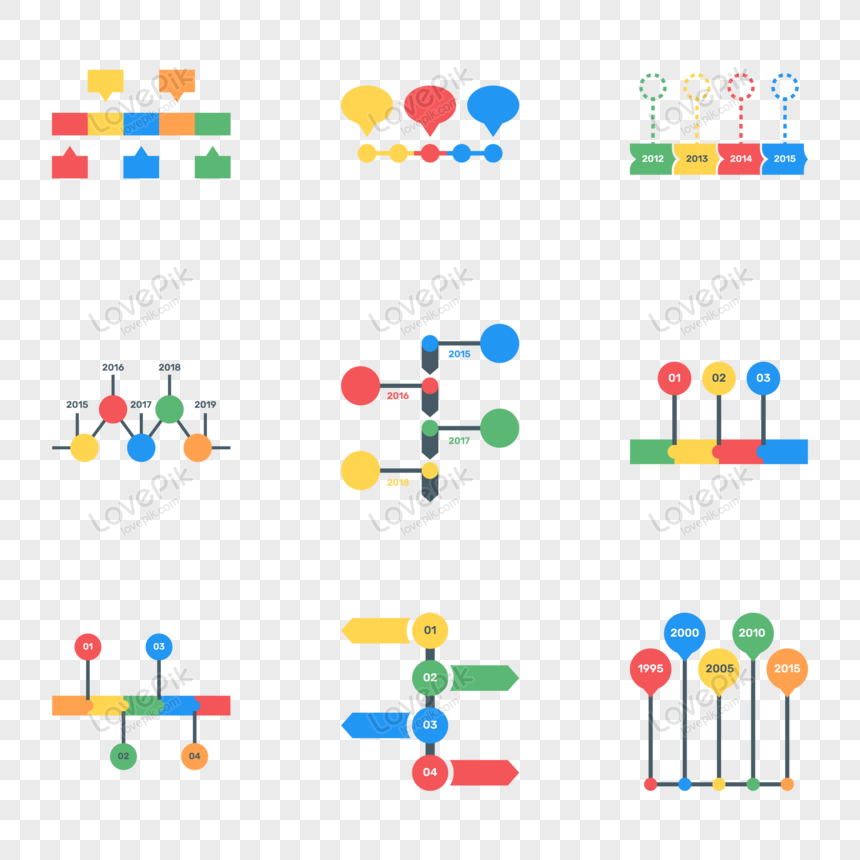 Pack Of Timeline Charts Flat Icons Vector Ppt Chart Icon Statistics