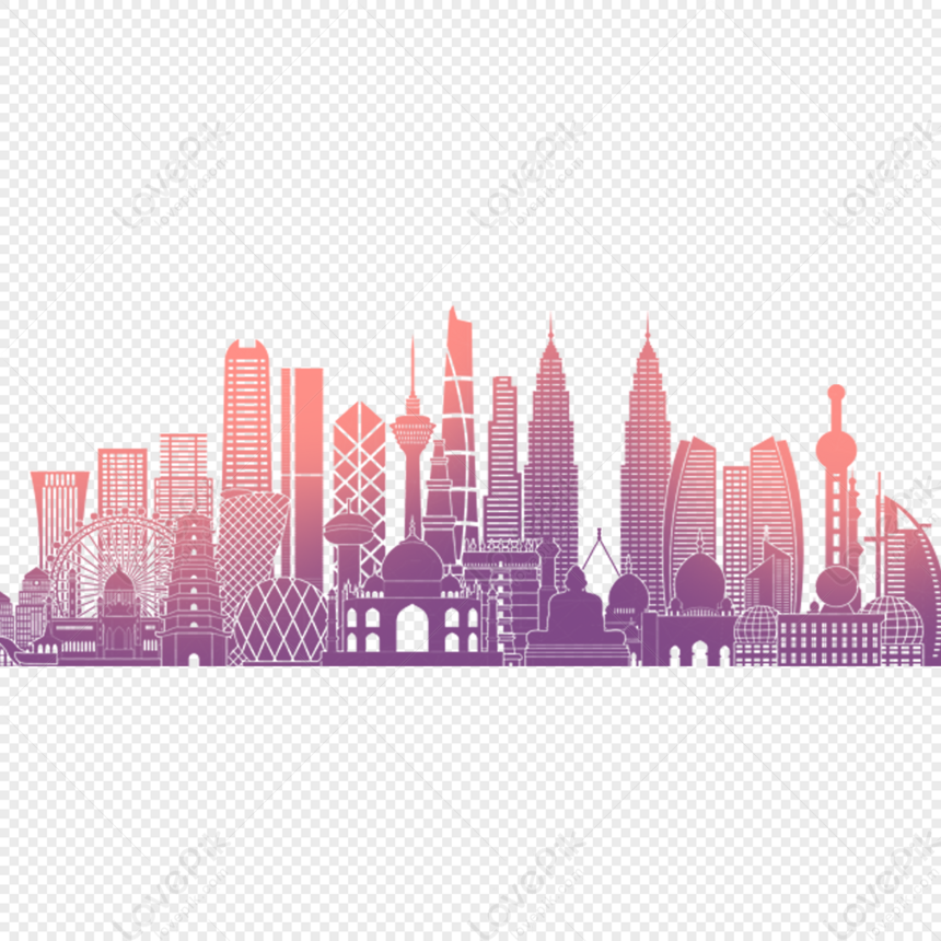 Silhouette Of Urban High Rise Buildings Free Png And Clipart Image For