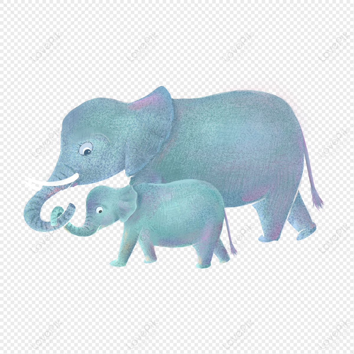 Elephant Blue Elephant Green Light Baby Elephant Png Transparent