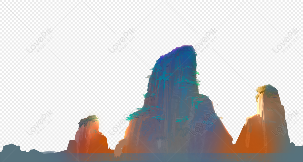 Hand Painted Mountain Peak PNG Transparent Background And Clipart Image