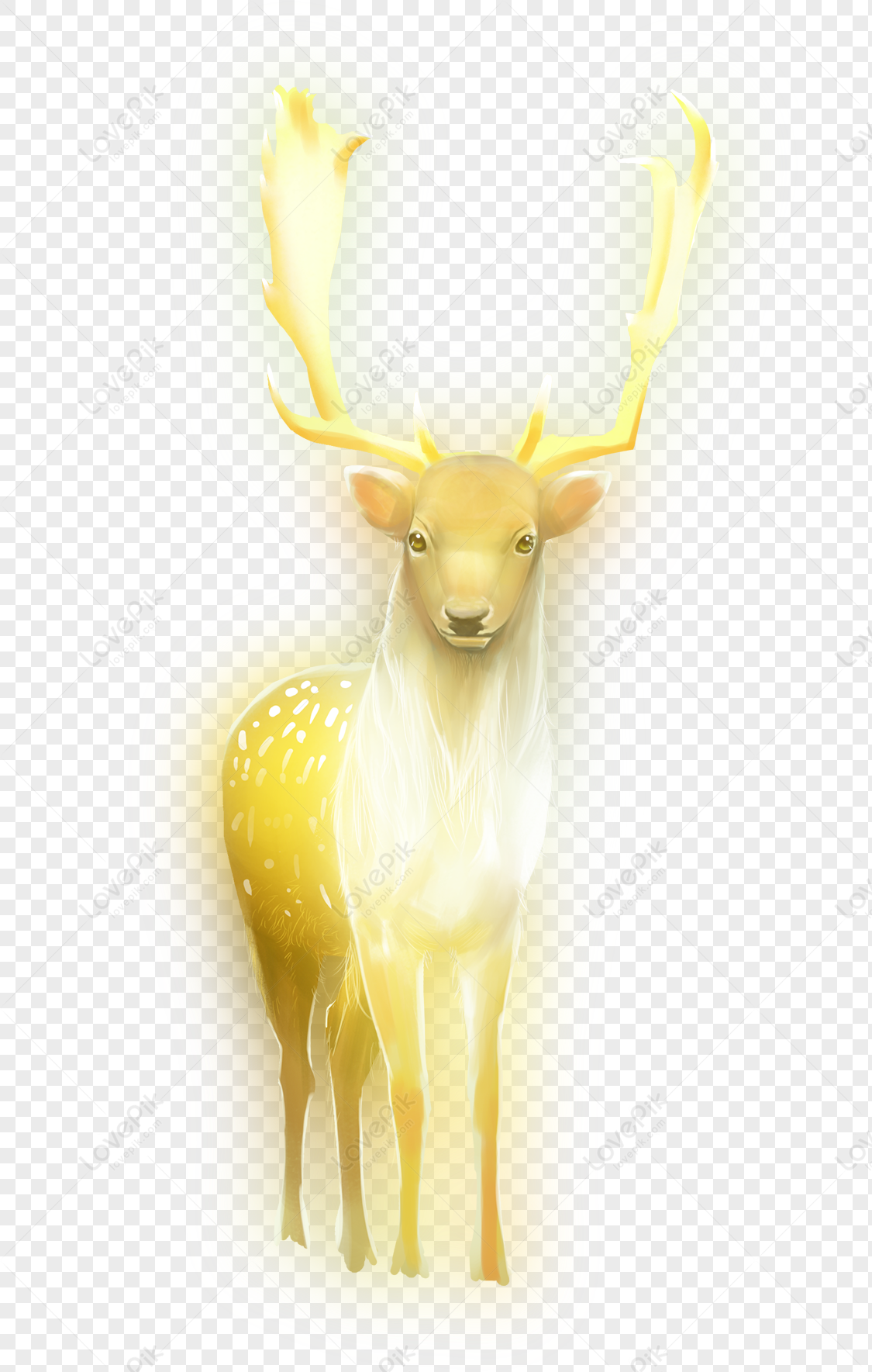 A Glowing Deer Deer Illustration Deer Material Gold Deer PNG Free