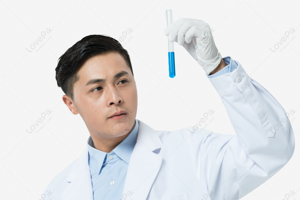 Scientists Take Test Tubes Test Tube Light Man Blue Light Png