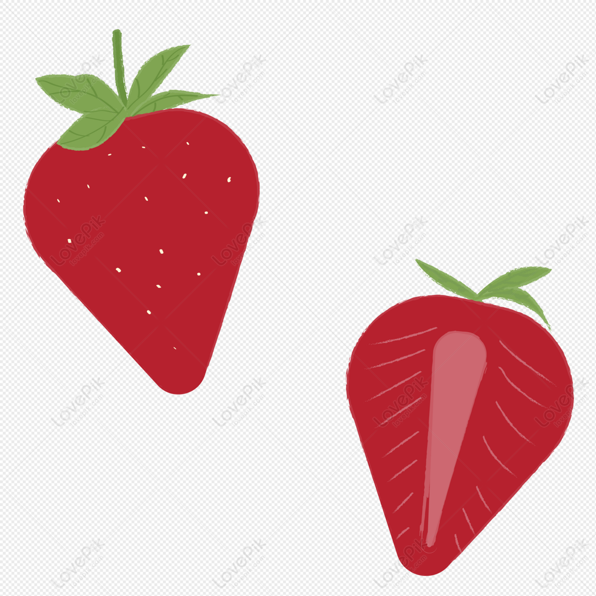 Hand Drawn Strawberry Red Strawberry Single Hand Painting Png Free