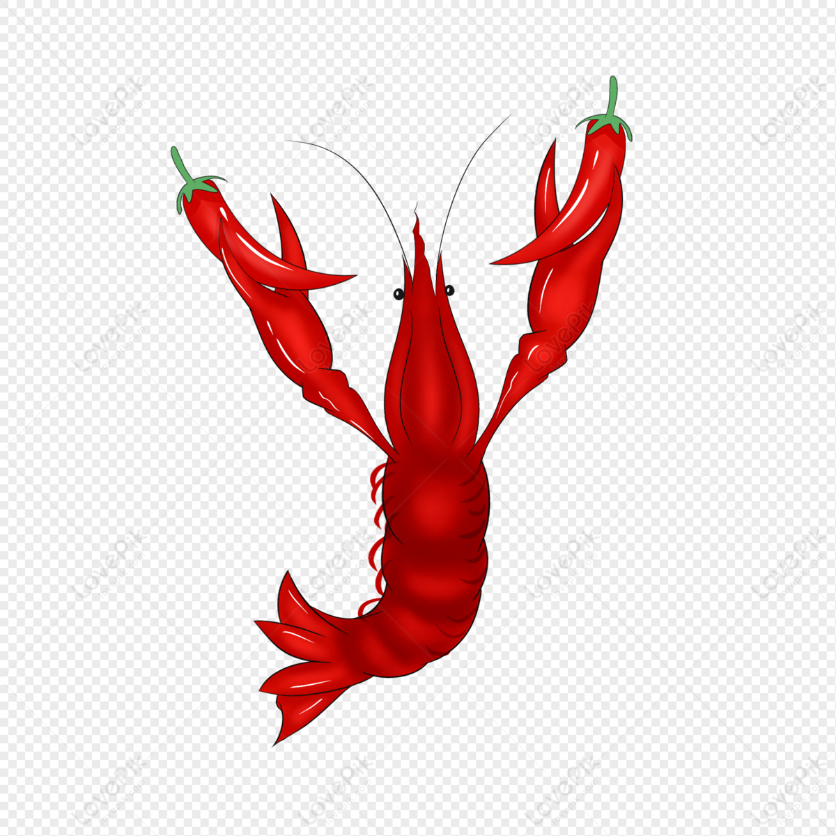 Hand Painted Cartoon Creative Chili Crayfish Cute Crayfish Eleme Png Hd