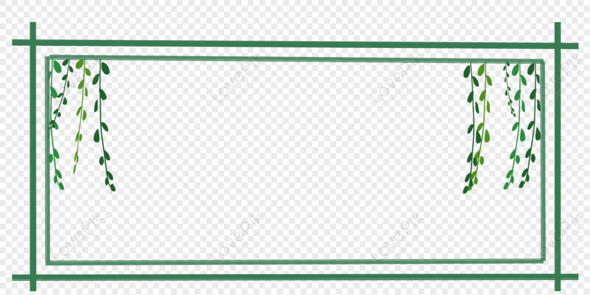 Willow Border Leaves Lines Green White Leaves Transparent Png White