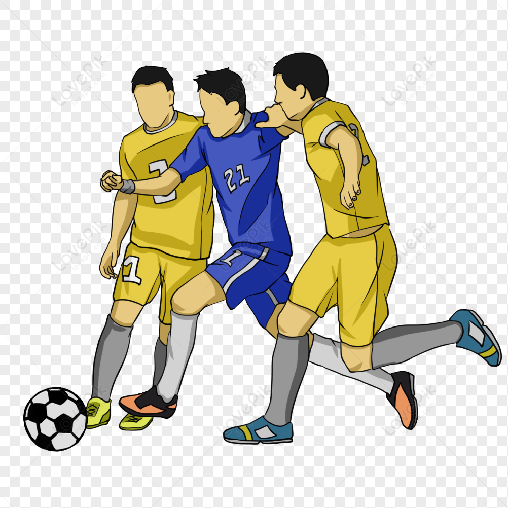 World Cup Football Dark Yellow Playing Soccer Blue Dark PNG