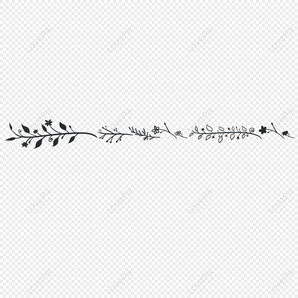 Hand Drawn Plant Dividing Line Plant Lines Black And White Linear