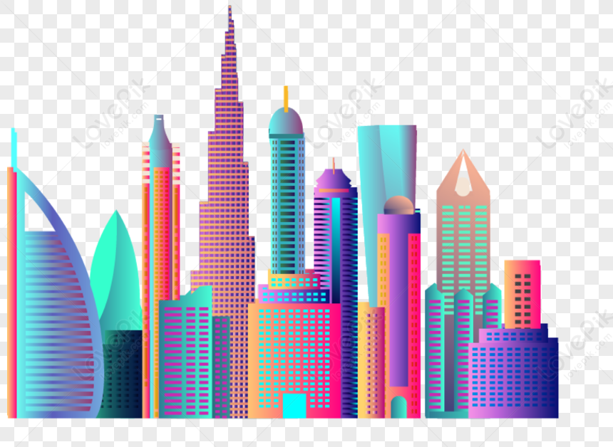 City City Colorful Cartoon City City Skyline Png White Transparent