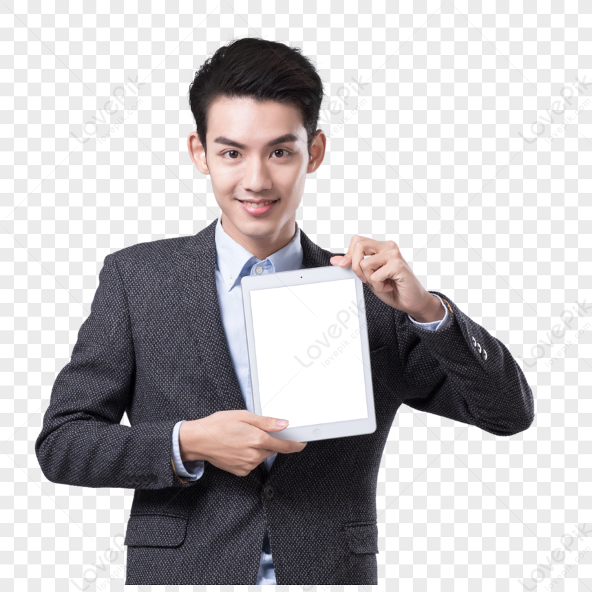 Business Men Display Tablet Computers Showing Tablet Business Man