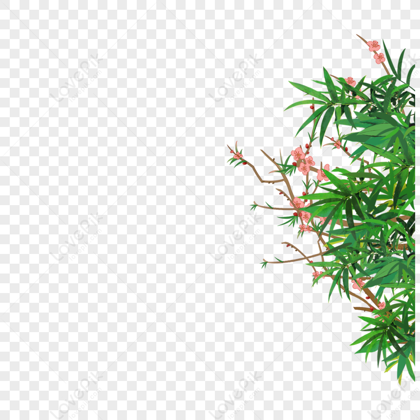 Branches And Leaves Flower Green Flower Glass Flower Vector Png