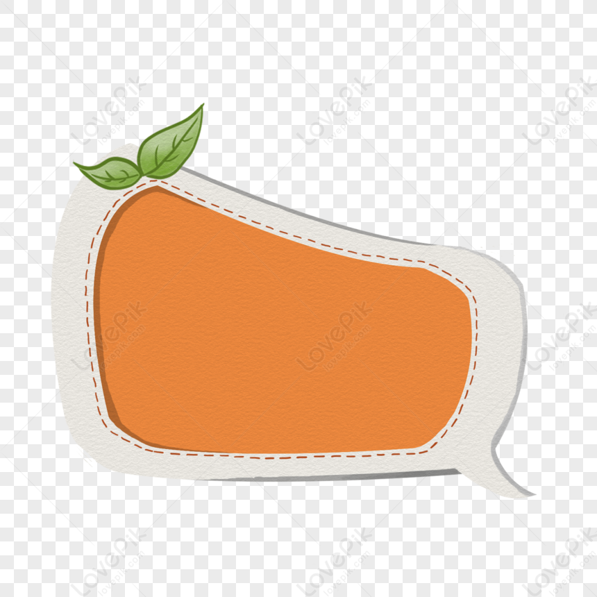 Hand Drawn Minimalist Dialog Fruit Orange Leaf Shaped Fruit Sticker