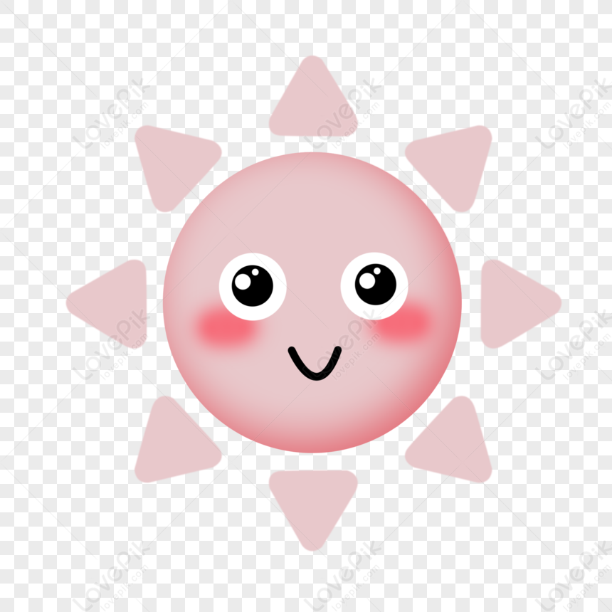 Hand Drawn Cartoon Pink Sun Simple Sun Cute Sun Cartoon Transparent