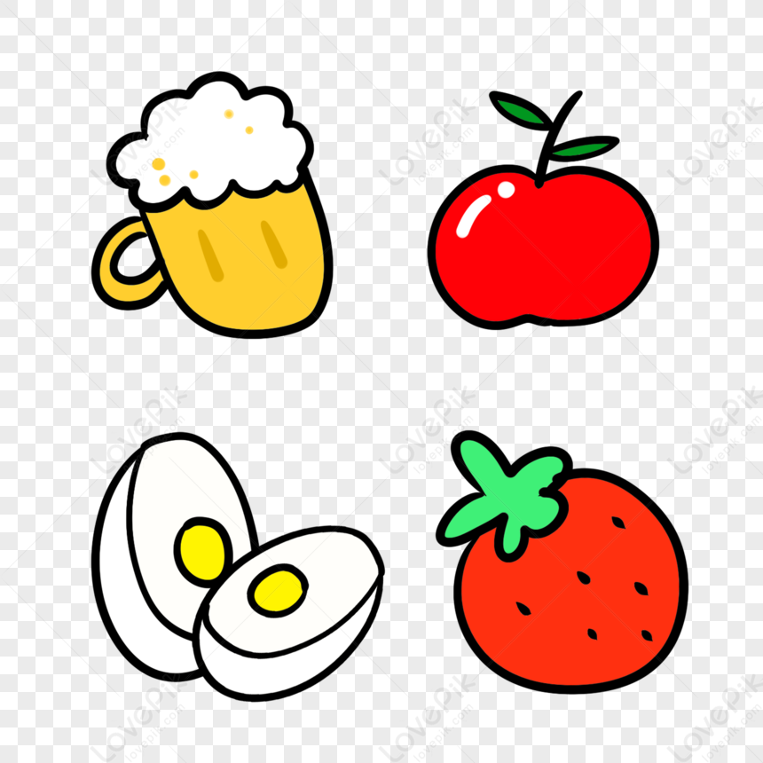 漫画手描きスティック図食品 イラスト ビール イチゴ スティック図 フリー素材 透過 Lovepik