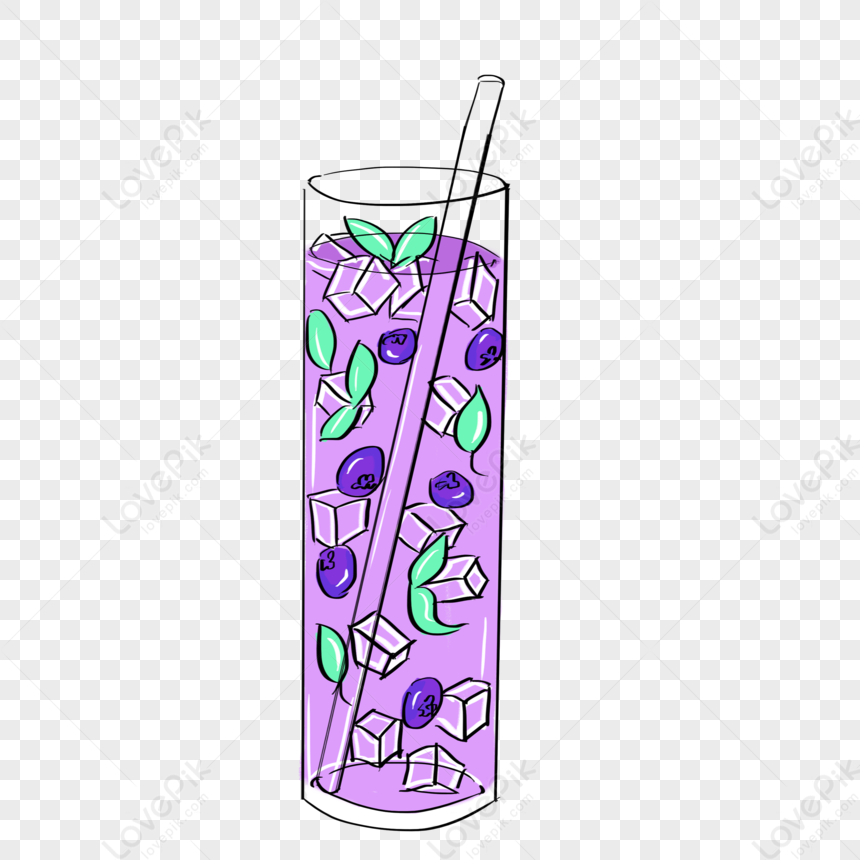 Hand Painted Blueberry Summer Drink Png Free Material Free PNG And