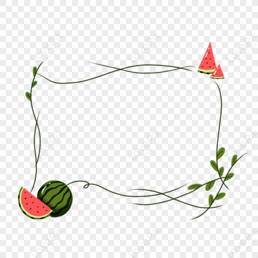 Watermelon Border Green Watermelon Frame Line Vector Watermelon PNG