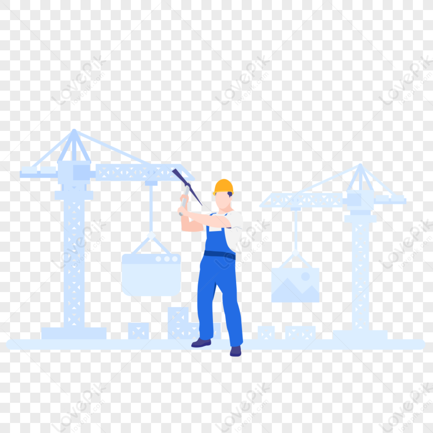 Construction Worker At Work Icon Free Vector Illustration Materi