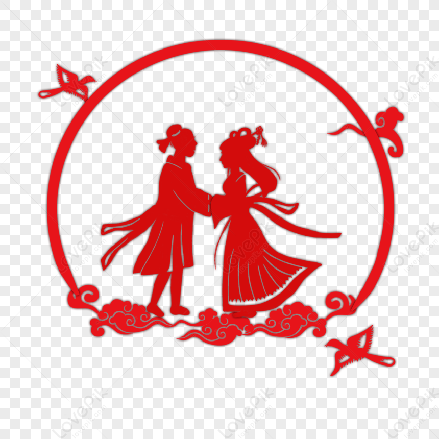 Qixi Festival Paper Cut Cowboy Weaver Png Transparent Background And