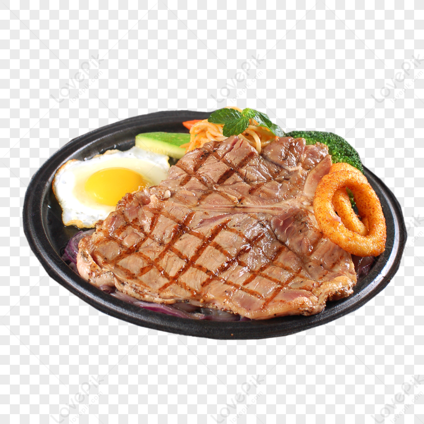 Filet Mignon Set Gourmet Steak Dish Fried Egg PNG Transparent