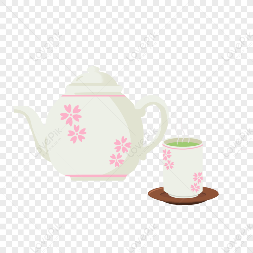 Tea Set Combination Cartoon Elements Tea Teapot Tea Set Png