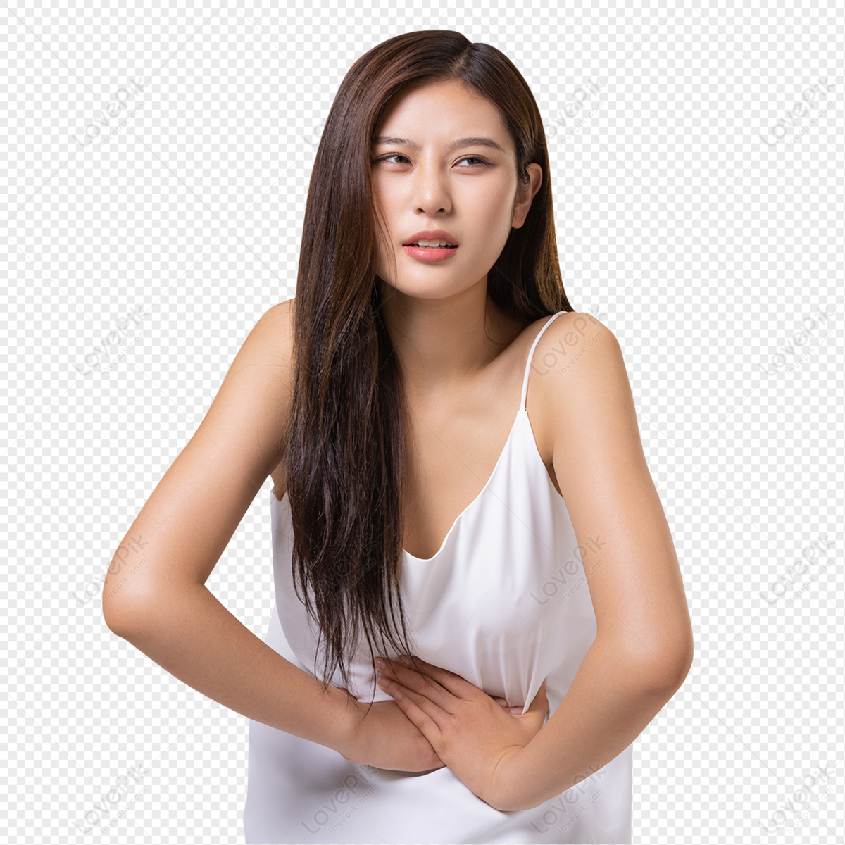 Female With Abdominal Pain Material Womens Sick PNG Transparent