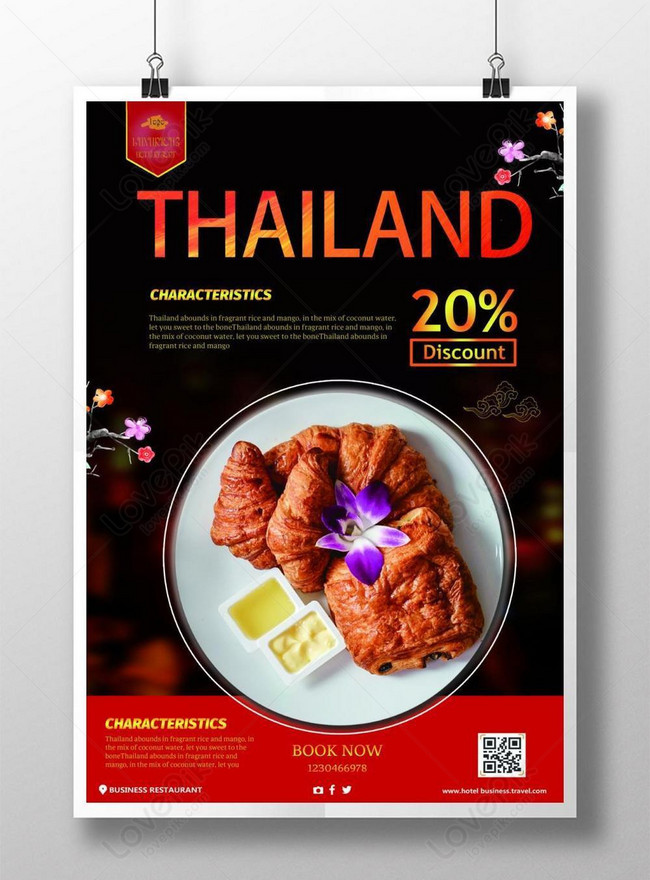 Template Makanan Tata Letak Murah Hati Poster Minimalis Thai Lezat Segar Untuk Diunduh Gratis