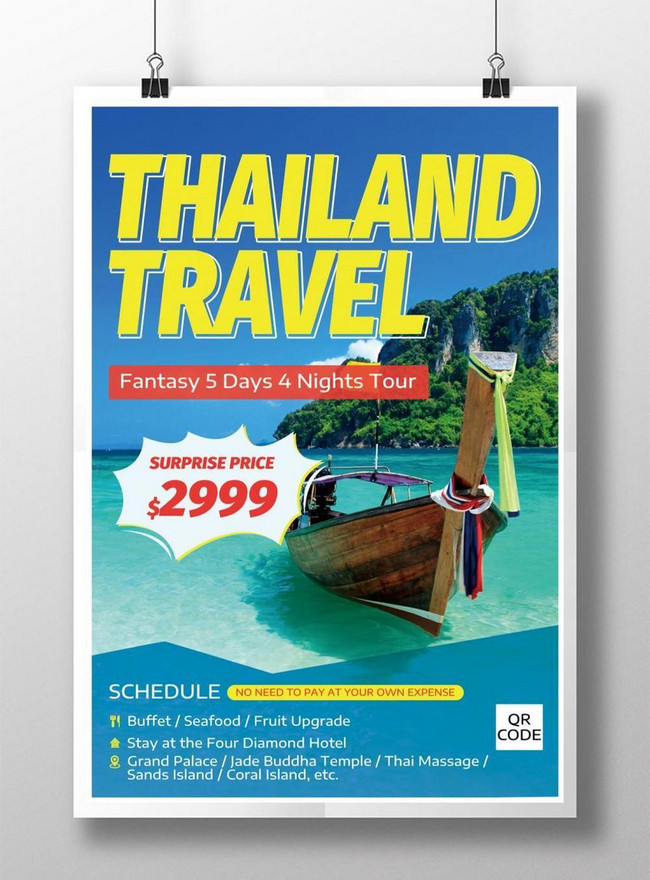 Template Poster Perjalanan Wisata Thailand Minimalis Untuk Diunduh