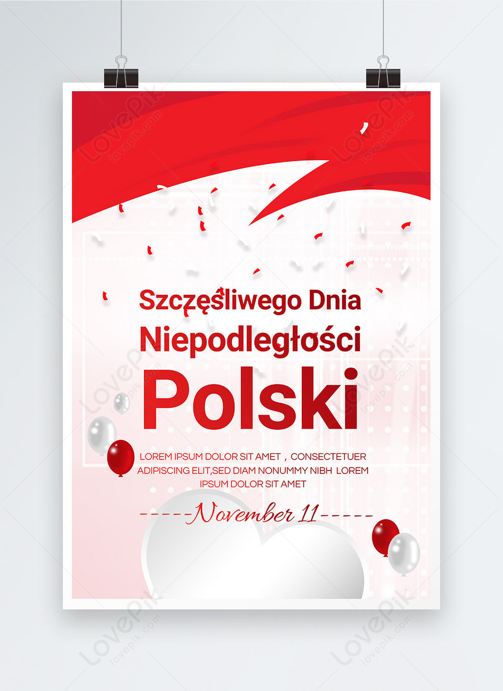 Red And White National Independence Day Of Poland Poster Template Image