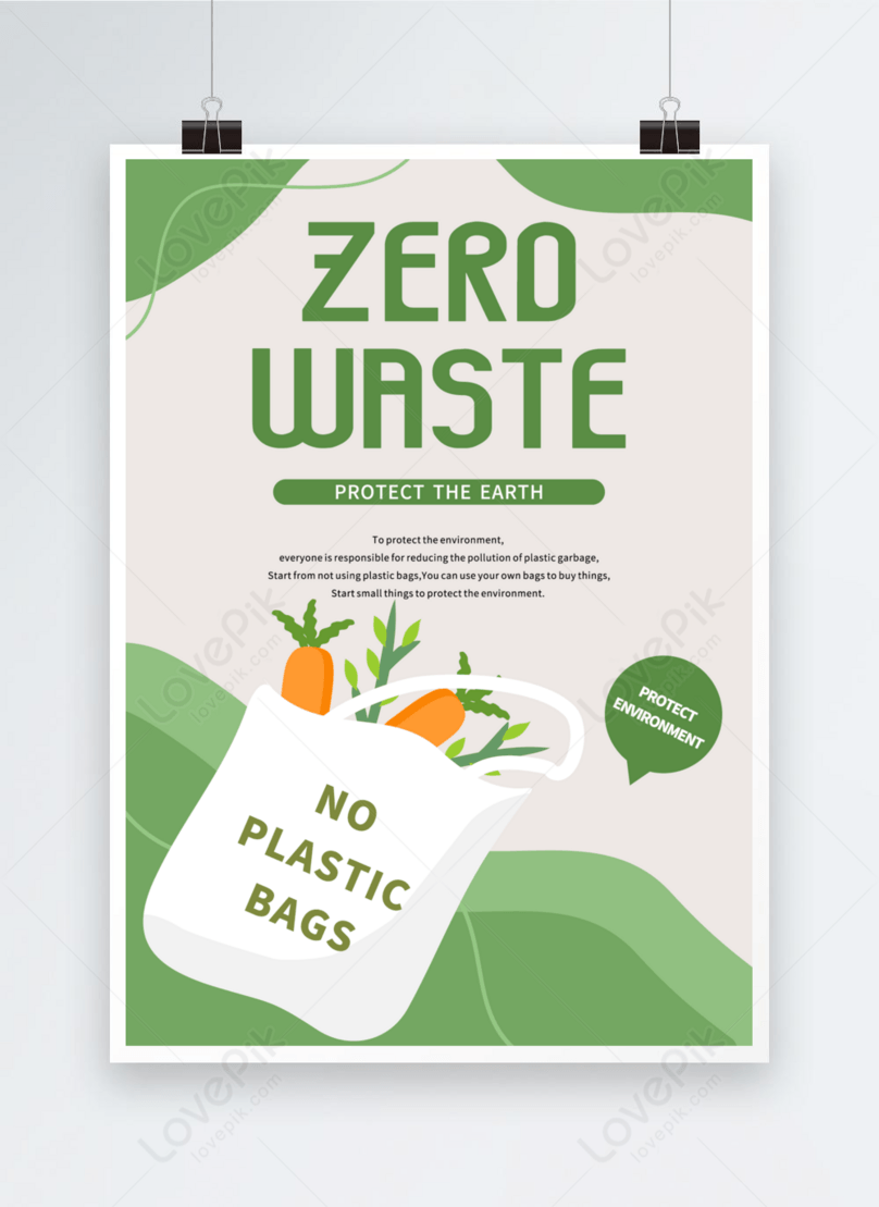 Zero Waste Poster Of Environmental Protection Concept Template Image