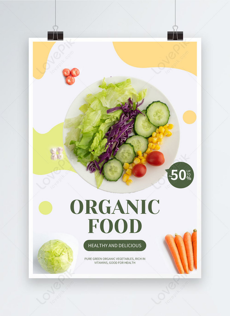 Yellow Healthy Food Organic Food Template, health poster, organic poster, market poster