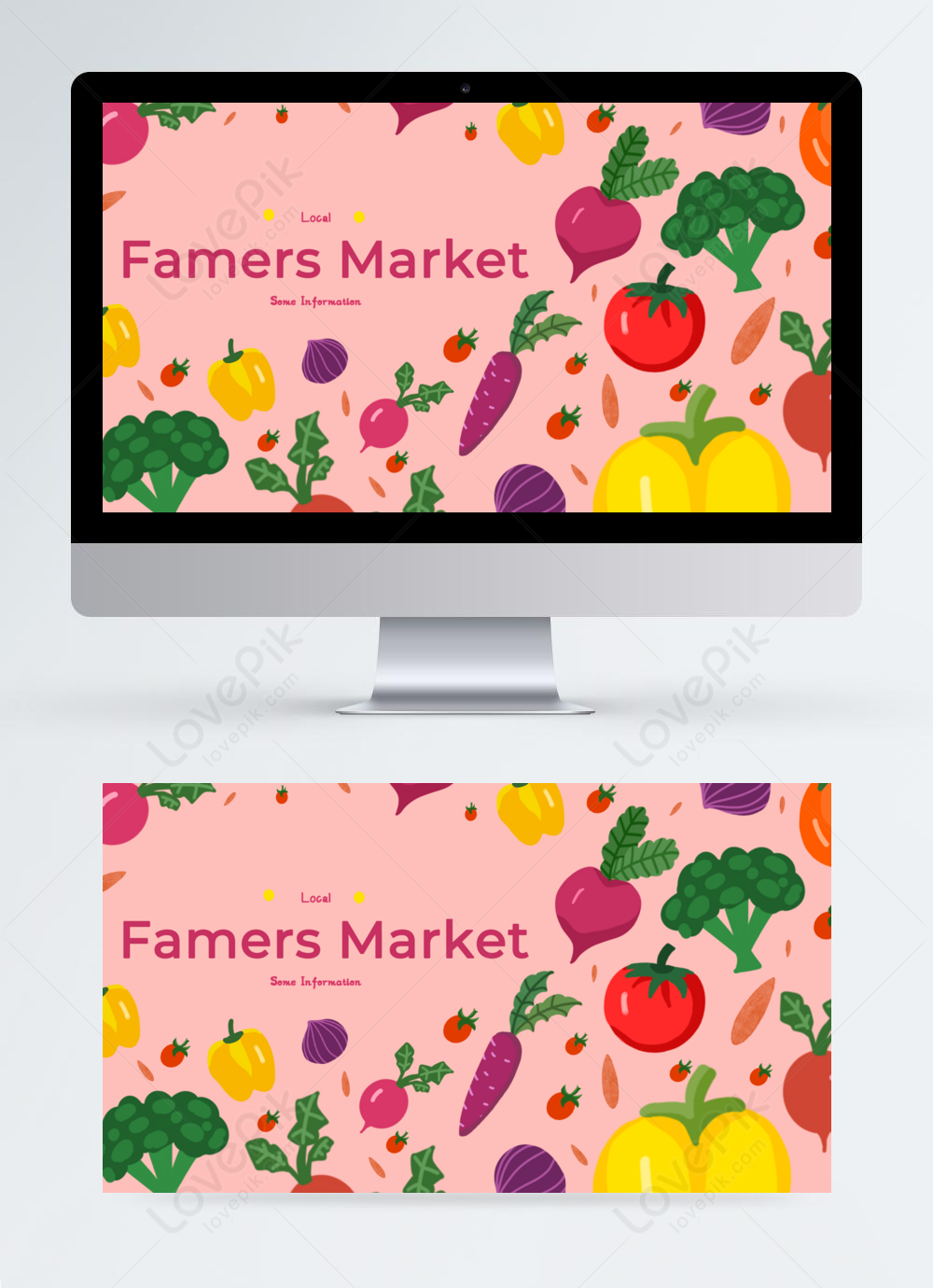 Supermarket Farm Illustration Vegetable Organic Vegetable Banner