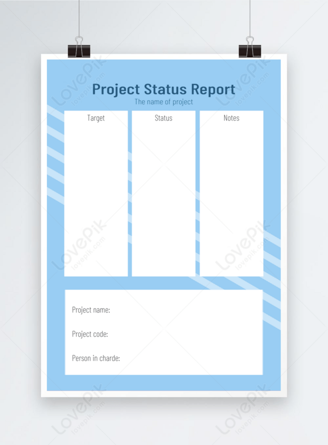 Template Laporan Status Proyek Garis Poster Biru Sederhana Untuk