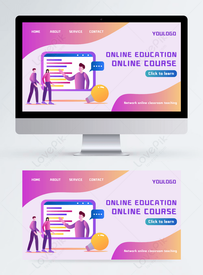 Online Education Website Landing Page Banner Template Image Picture