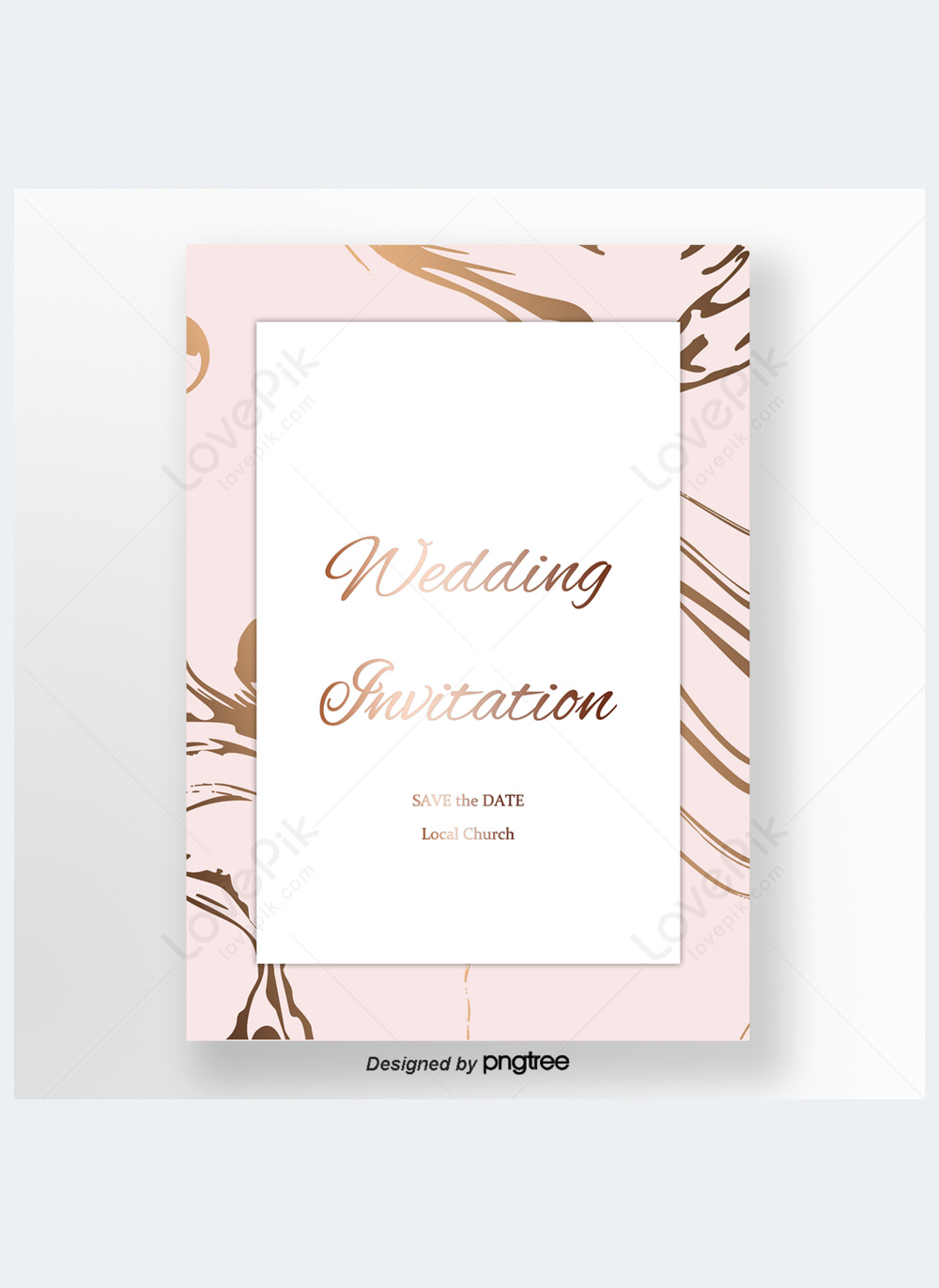 Pink Simple Rose Gold Marble Wedding Invitation Template Image Picture