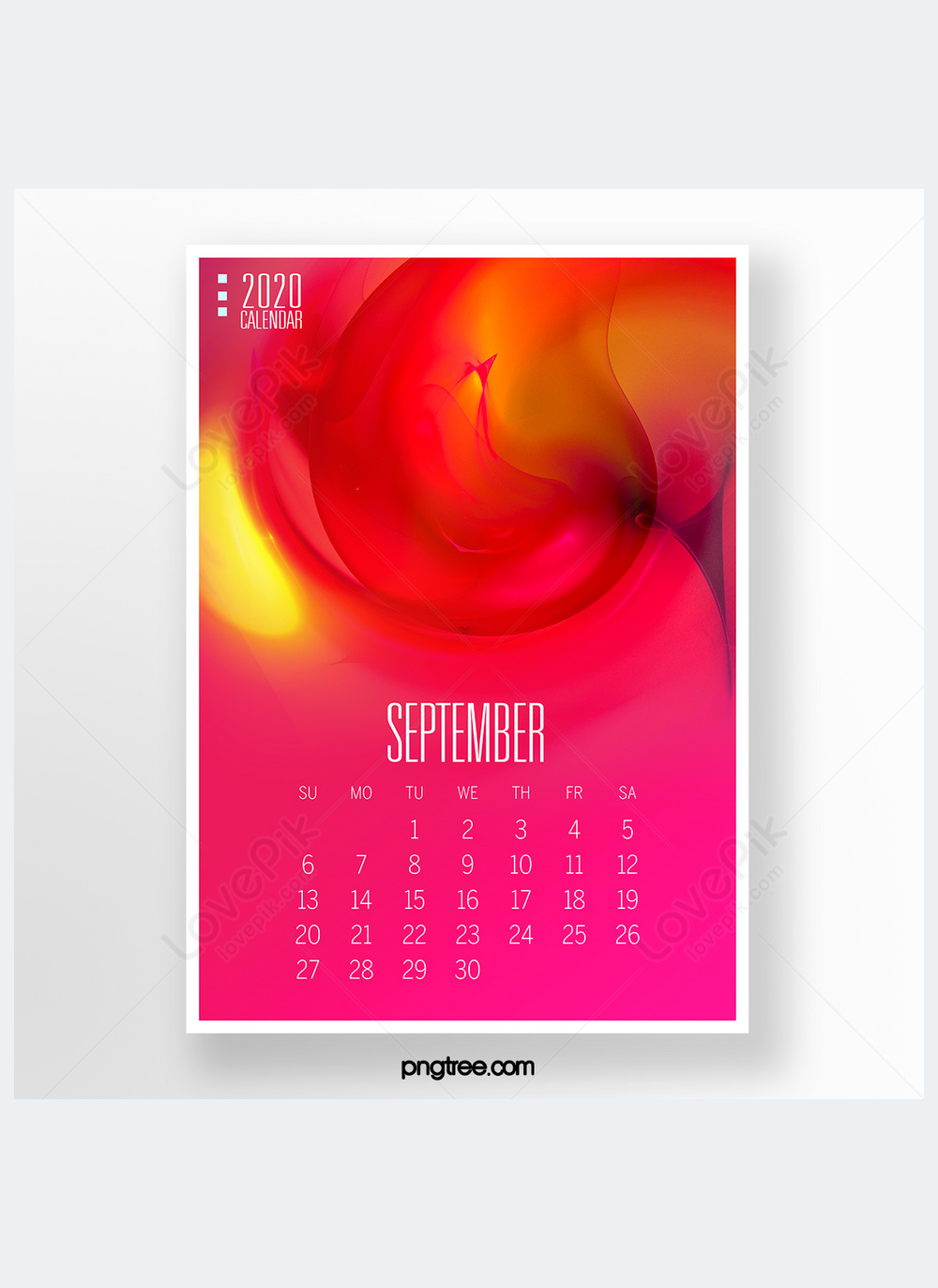 Red Abstract Calendar For September 2020 Template Image Picture Free