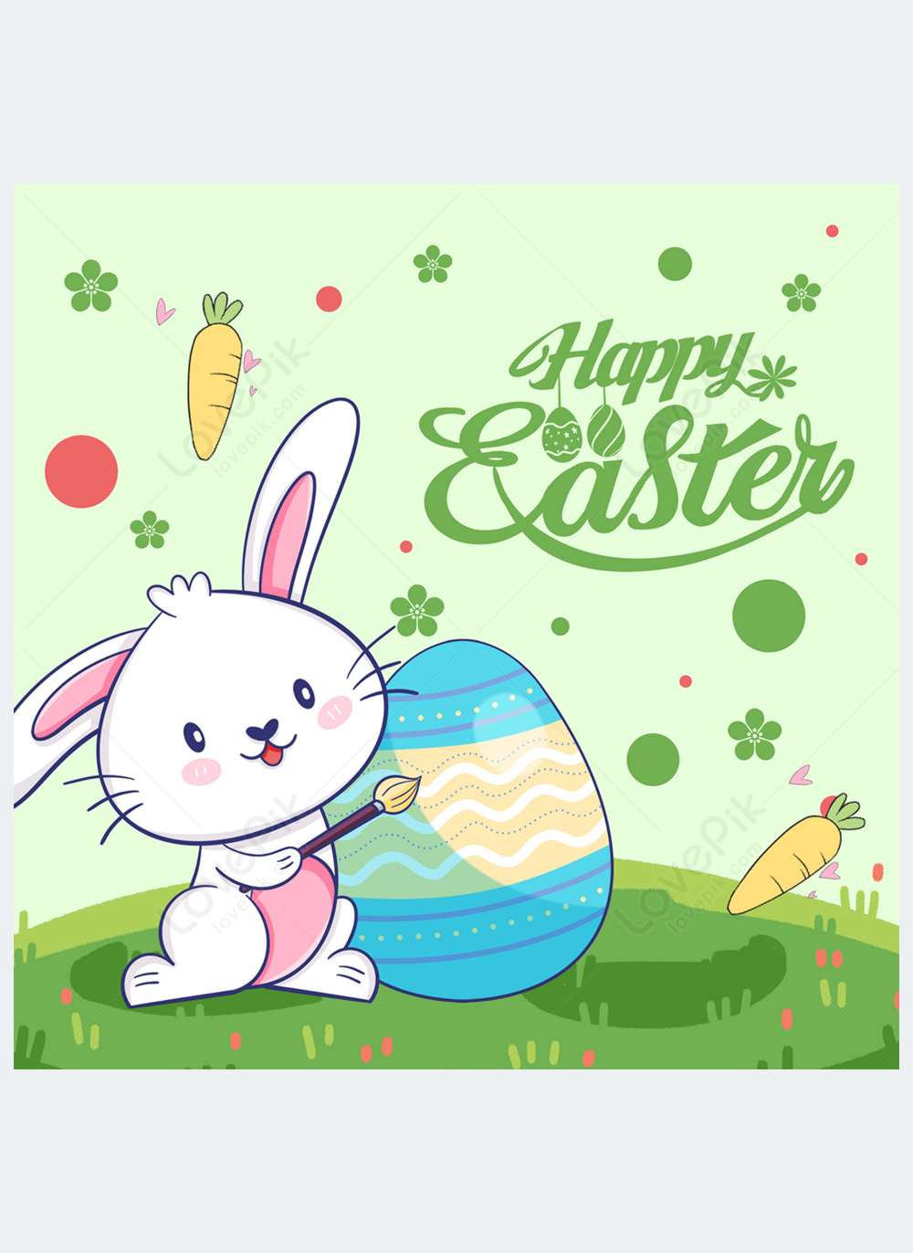 Easter Bunny Egg Cartoon Social Media Template Image Picture Free