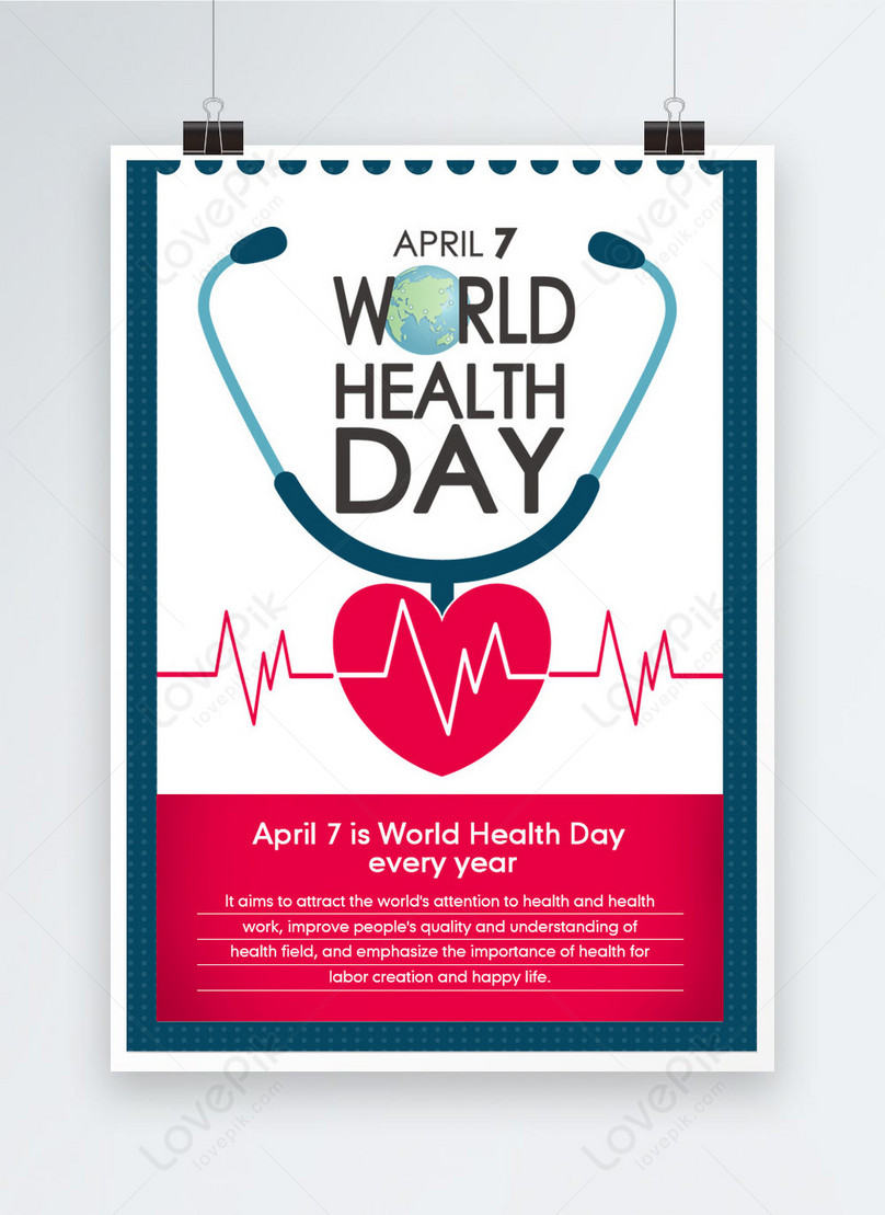 World Health Day Poster Template, world health day poster, electrocardiogram poster, stethoscope poster