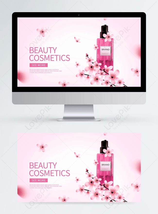 Sakura Cosmetics Promotion Banner Template, banner banner design, beauty banner design, cherry blossom banner design