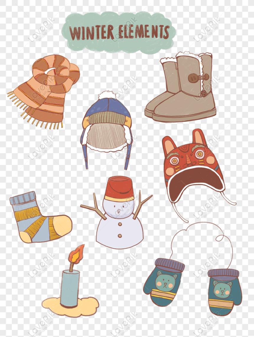 Free Hand Drawn Cartoon Winter Elements For Commercial Use Hand Drawn