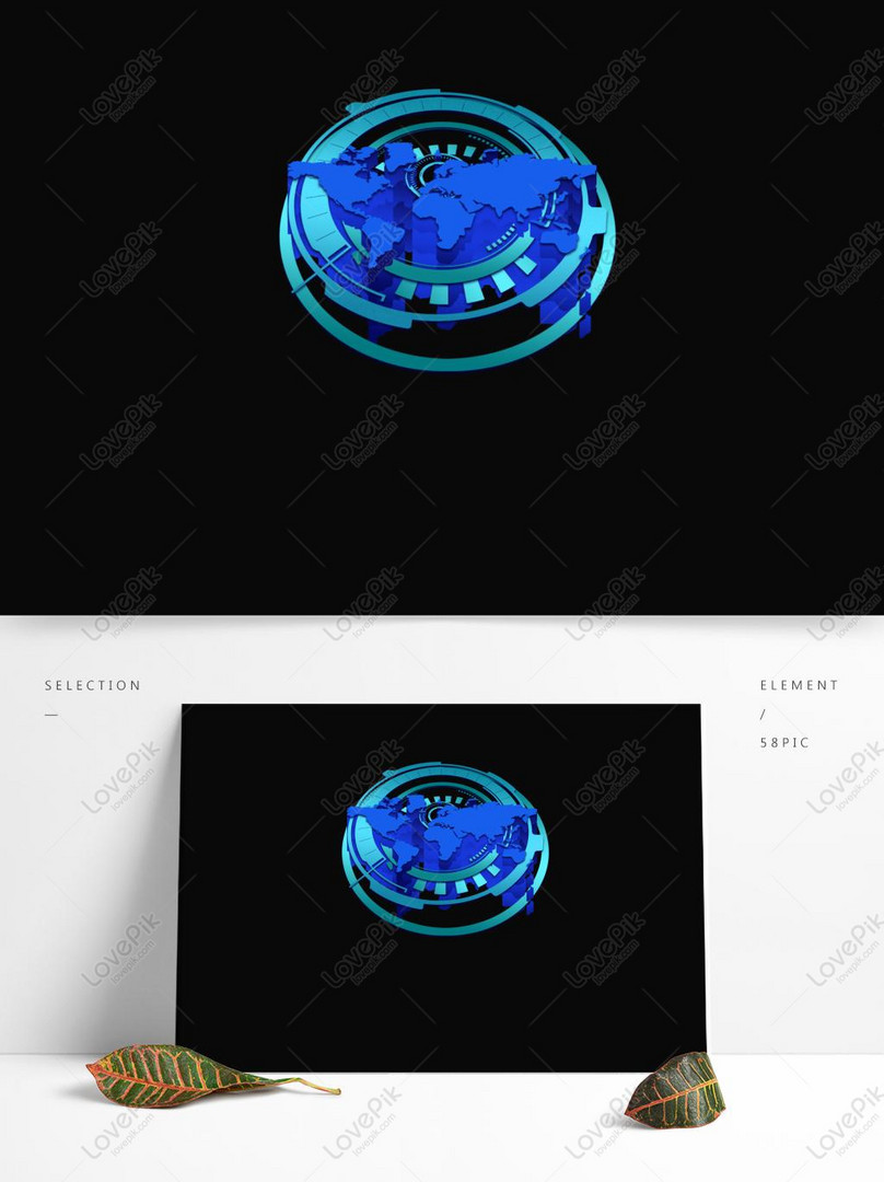 Blue Tech Sci Fi Future Earth Decorative Pattern Design Element Png