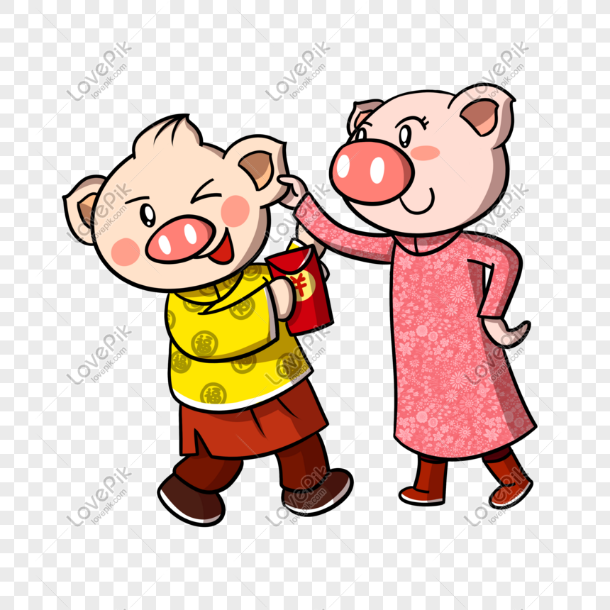 Cartoon Bagong Taon Na Baboy Taon Piglet Pulang Sobre Png Transp