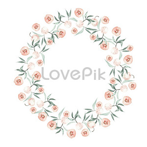 Watercolor Peach Wreath Flowers Watercolor Floral Wreath Floral