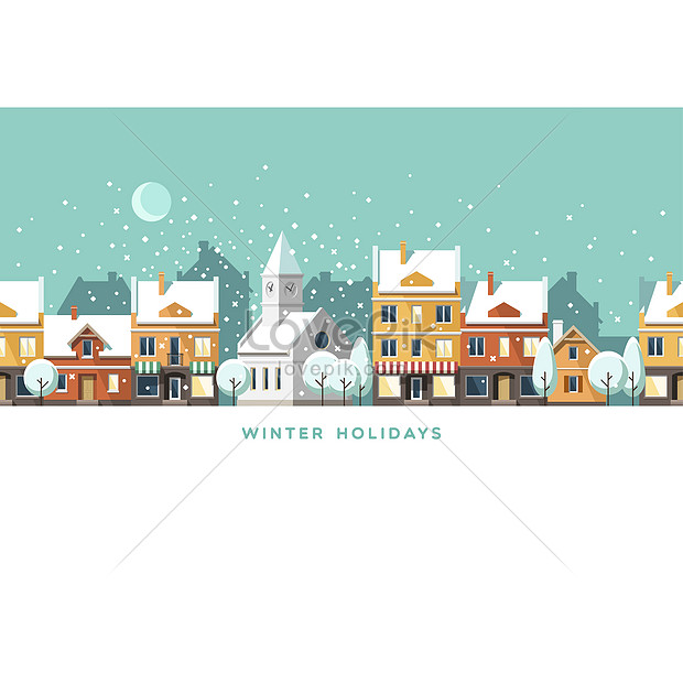 Winter Town Urban Winter Landscape Illustration Illustration Image