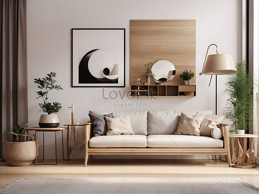 Gratis Foto Interior Poster Frame Mockup With Modern Furniture