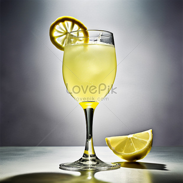 Homemade Limoncello Spritz Drink Of Liqueur Sparkling Wine And Lemon In